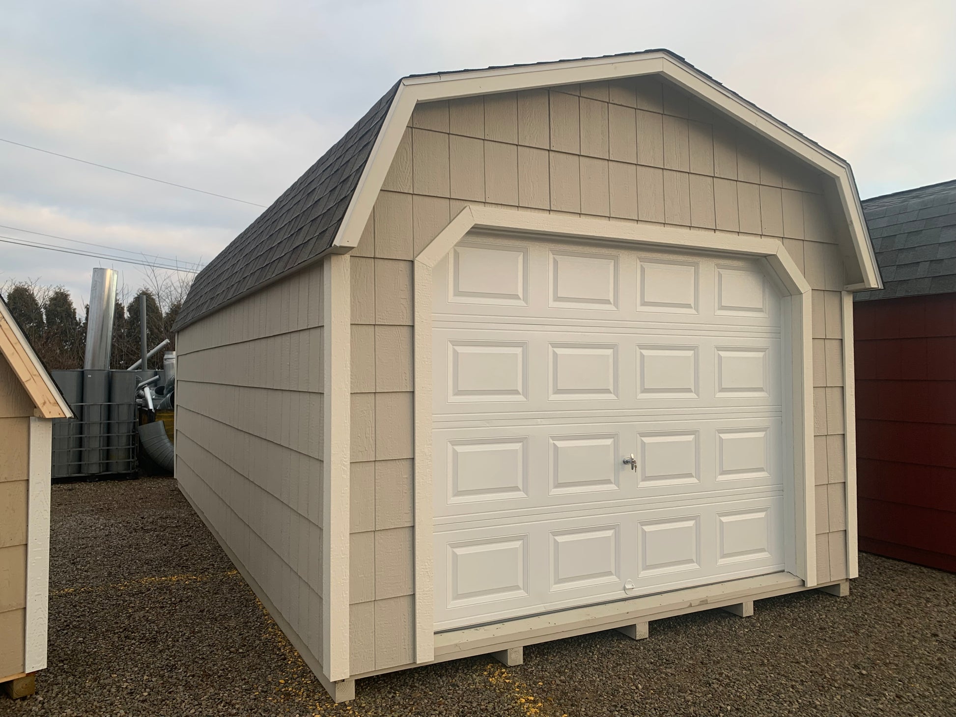 12x24 Special Buy Lofted Garage with 6' sidewalls and 18" Lap Siding w/Garage Door - FRONT
